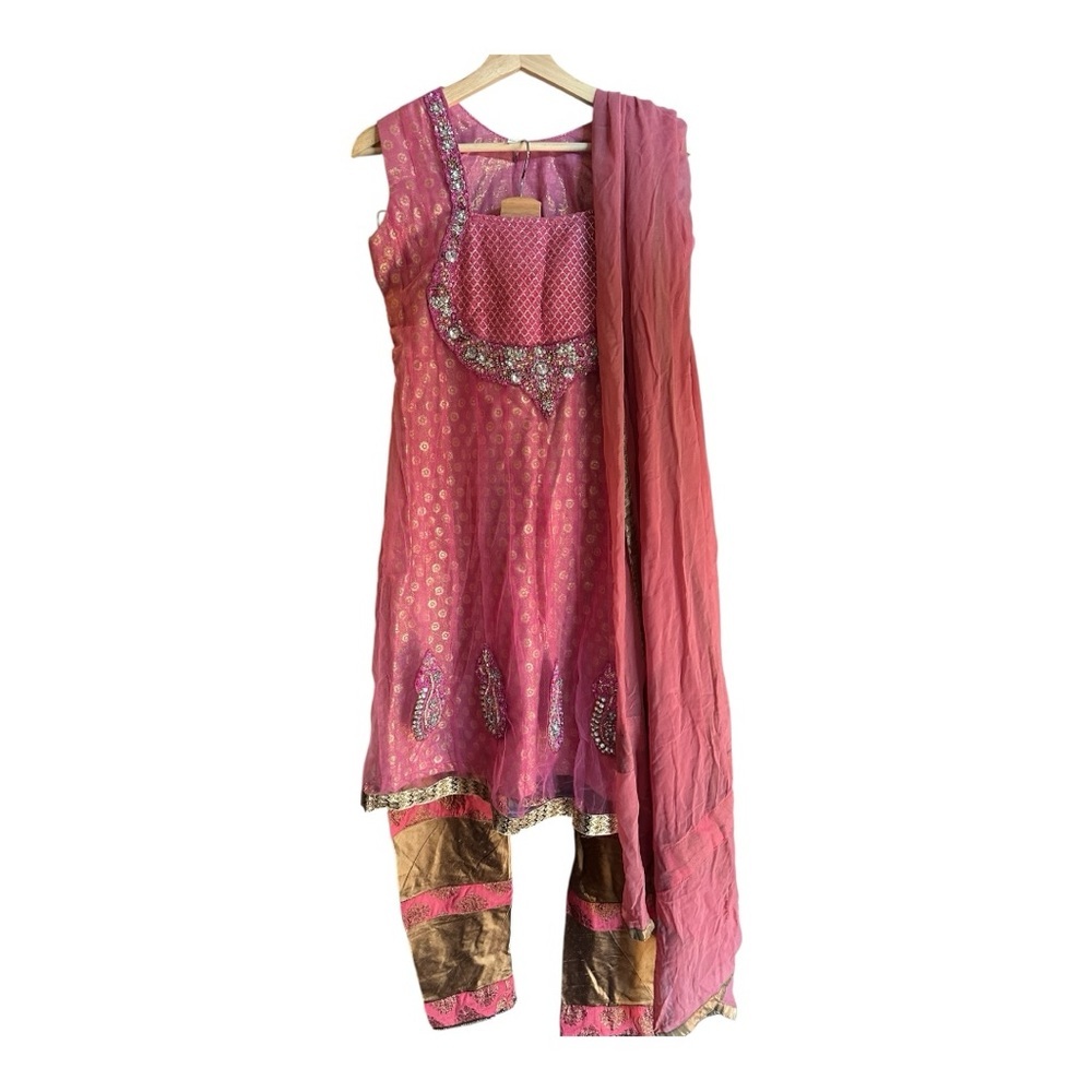 Chic Kurta in Pink & Gold Gold Pink Size 40 - small/medium